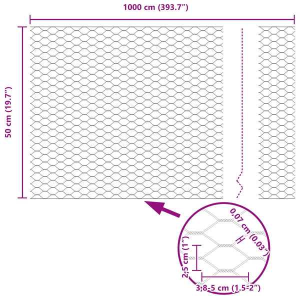 Kuusikulmainen aita 0,5 x 10 m Polyvinyylikloridi Vihreä