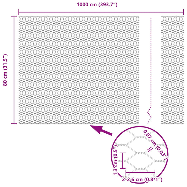 Kuusikulmainen aita 0,8 x 10 m Polyvinyylikloridi Vihreä