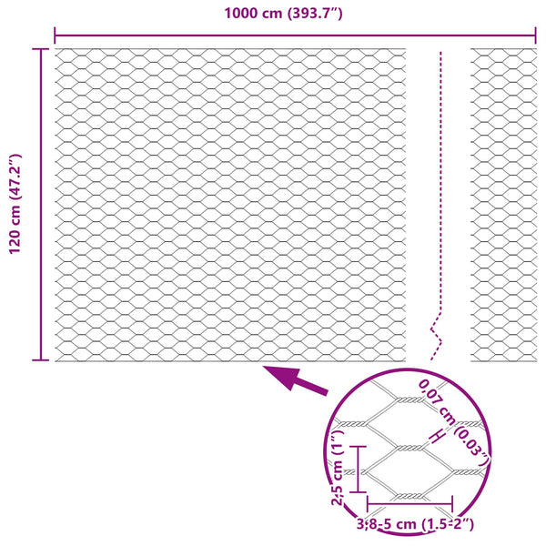 Kuusikulmainen aita 1,2 x 10 m Polyvinyylikloridi Vihreä