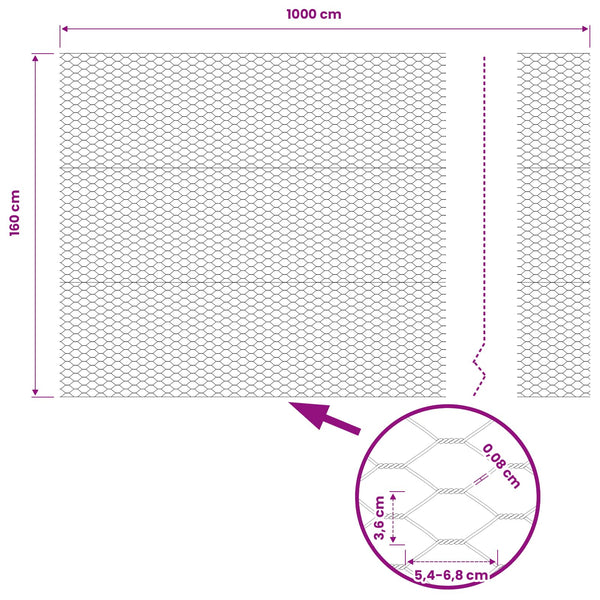 Kuusikulmainen aita 1,6 x 10 m Polyvinyylikloridi Vihreä