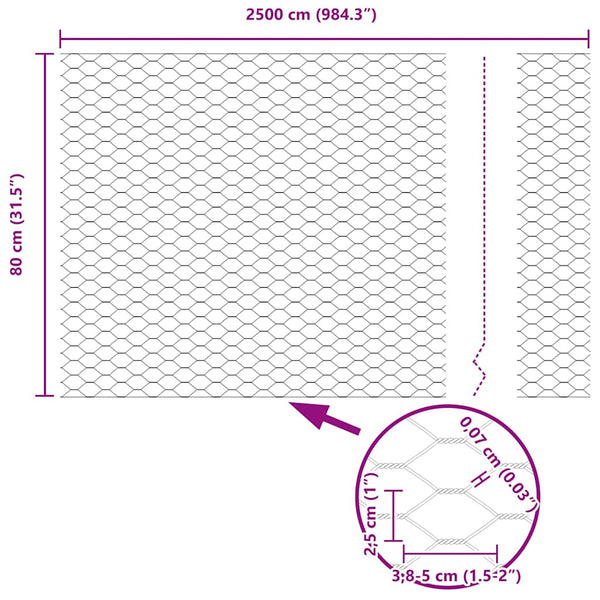 Kuusikulmainen aita 0,8 x 25 m Polyvinyylikloridi Vihreä