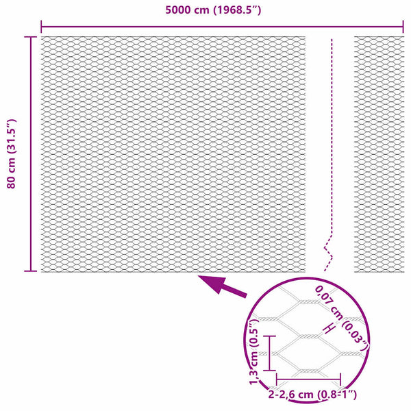 Kuusikulmainen aita 0,8 x 50 m Polyvinyylikloridi Vihreä