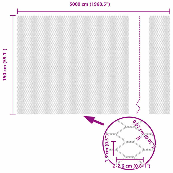 Kuusikulmainen aita 1,5 x 50 m Polyvinyylikloridi Vihreä