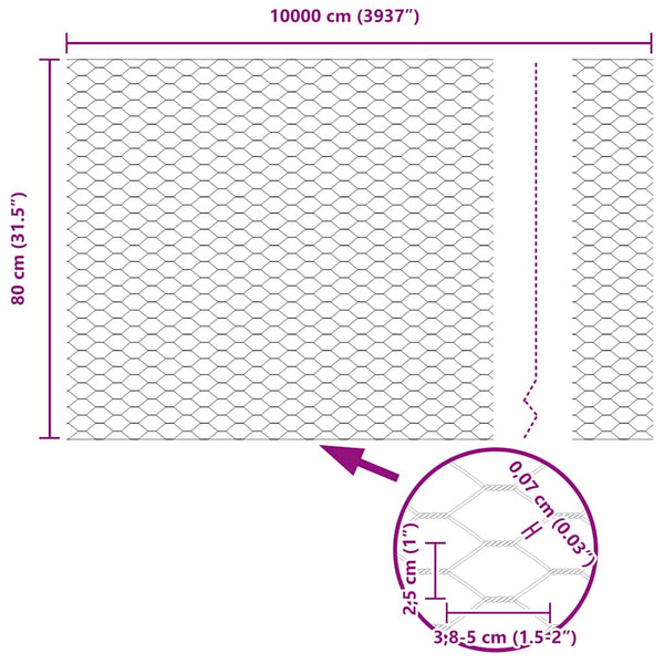 Kuusikulmainen aita 0,8 x 100 m Polyvinyylikloridi Vihreä