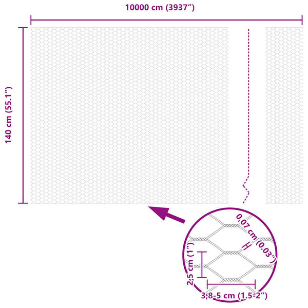 Kuusikulmainen aita 1,4 x 100 m Polyvinyylikloridi Vihreä