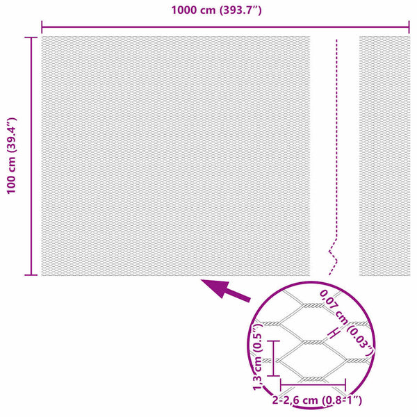Kuusikulmainen aita 1 x 10 m Polyvinyylikloridi Harmaa
