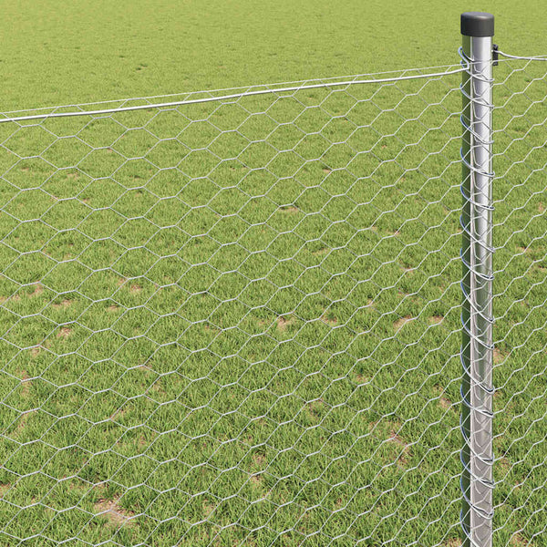 Kuusikulmainen aita 1 x 10 m Galvanoitu teräs Hopea
