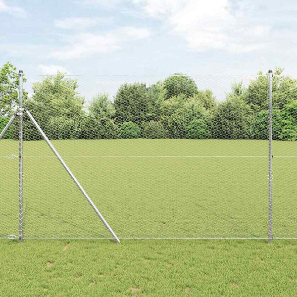 Kuusikulmainen aita 1,6 x 10 m Galvanoitu teräs Hopea