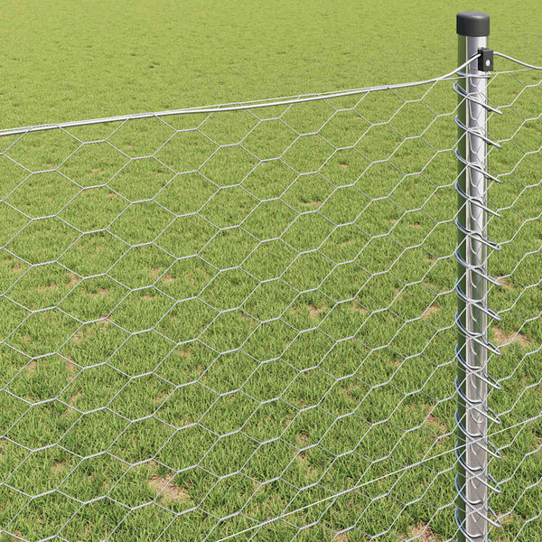 Kuusikulmainen aita 0,4 x 25 m Galvanoitu teräs Hopea