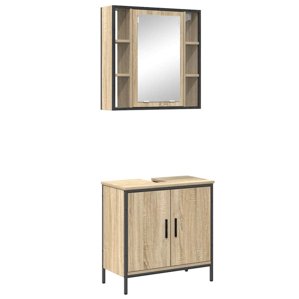 Kylpyhuonekalustesetti 2 kpl Ruskea 60 x 30 x 60 cm