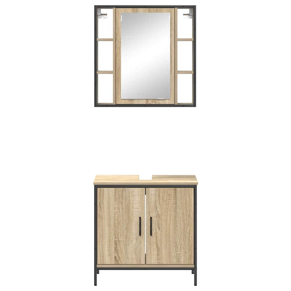 Kylpyhuonekalustesetti 2 kpl Ruskea 60 x 30 x 60 cm