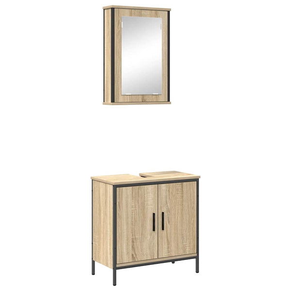 Kylpyhuonekalustesetti 2 kpl Ruskea 60 x 30 x 60 cm