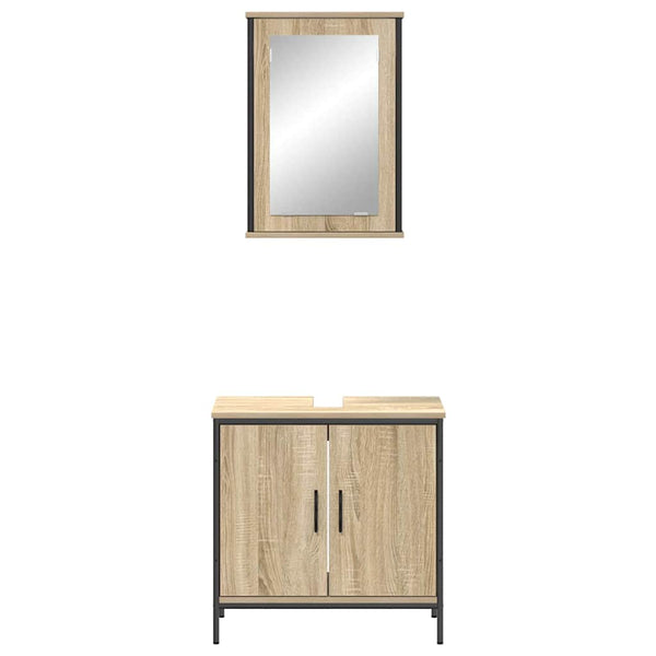 Kylpyhuonekalustesetti 2 kpl Ruskea 60 x 30 x 60 cm