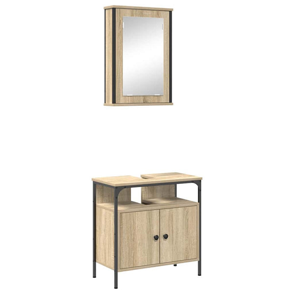 Kylpyhuonekalustesetti 2 kpl Ruskea 60 x 30 x 60 cm