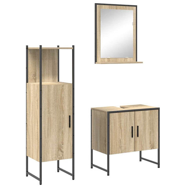 Kylpyhuonekalustesetti 3 kpl Ruskea 60 x 33 x 60 cm