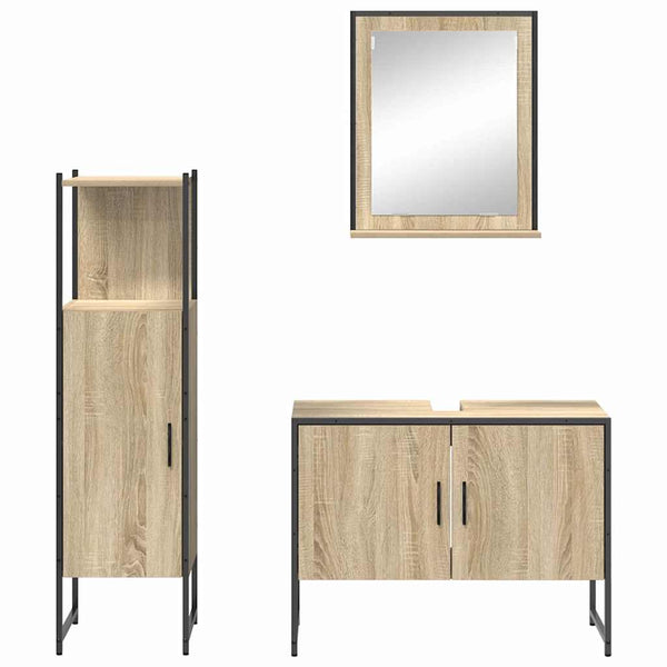 Kylpyhuonekalustesetti 3 kpl Ruskea 33 x 33 x 120,5 cm