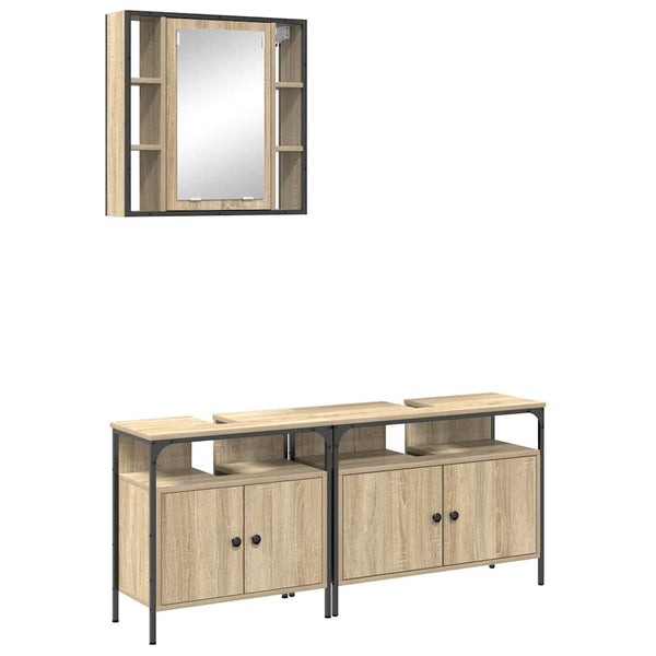 Kylpyhuonekalustesetti 3 kpl Ruskea 80 x 30 x 60 cm