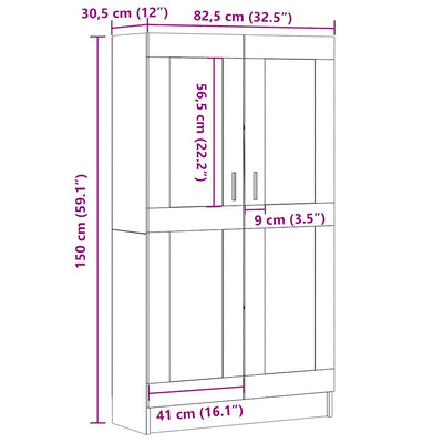 Kirjakaappi artesaani tammi 82,5x30,5x150 cm tekninen puu