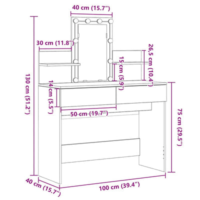 Vanha puu meikkipöytä Dragina 100x40x130cm (puinen)