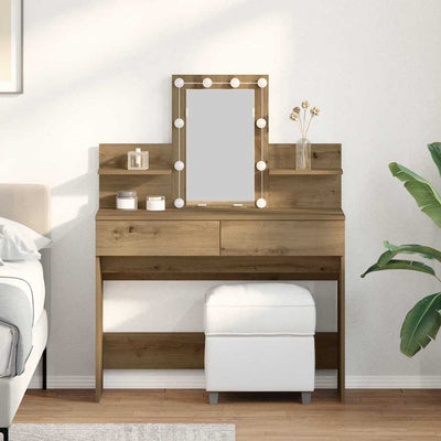 Artesaani tammi meikkipöytä Hamdani 100x40x130cm (puinen)