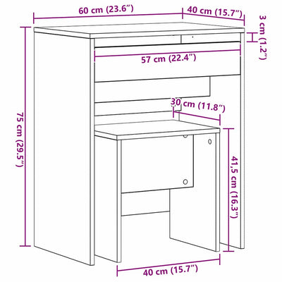 Vanha puu meikkipöytä Micael 60x40x75cm (puinen)