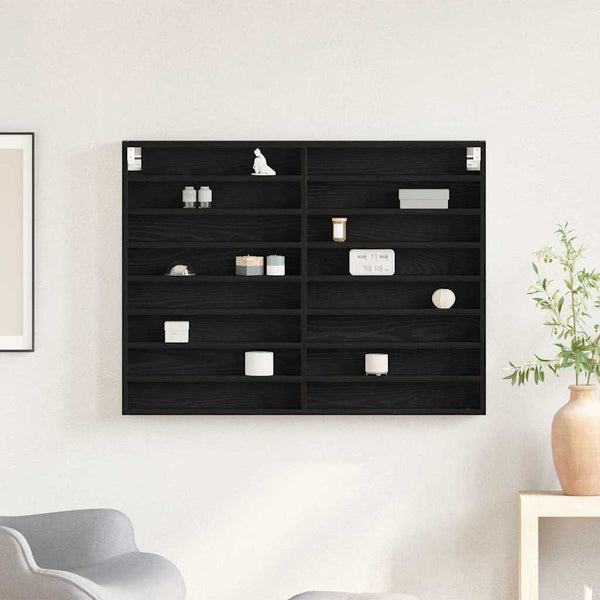 Näyttökaappi Seinäkiinnitettävä Musta tammi. 100 x 8,5 x 75 cm