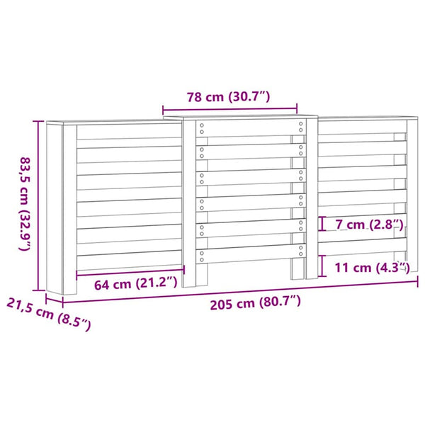 Patterinsuoja Musta tammi 205 x 21,5 x 83,5 cm Tekninen puu