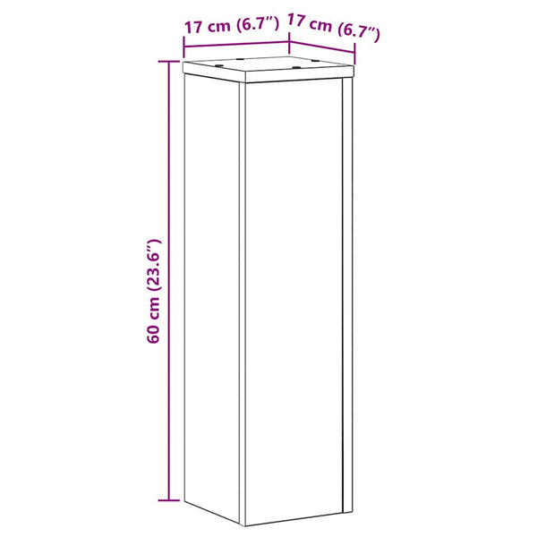 Kasviteline 2 kpl Musta tammi 17 x 17 x 60 cm Tekninen puu