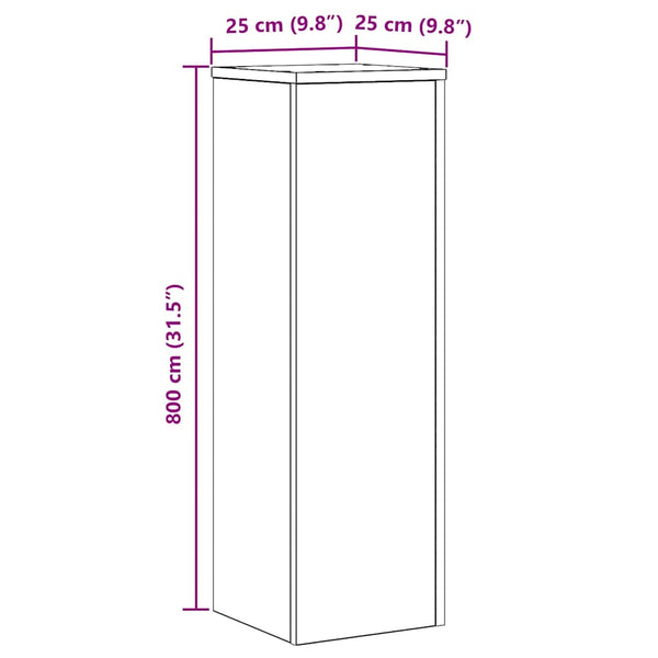Kasviteline 2 kpl Musta tammi 25 x 25 x 80 cm Tekninen puu