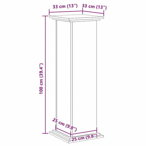 Kasviteline Musta tammi 33 x 33 x 100 cm Tekninen puu