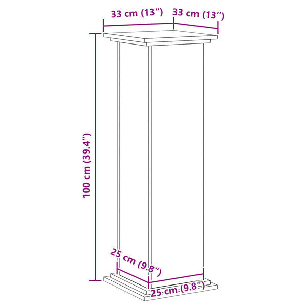 Kasviteline Musta tammi 33 x 33 x 100 cm Tekninen puu