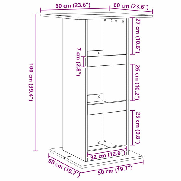 Baaripöytä 60 x 60 x 100 cm Tekninen puu Musta tammi.