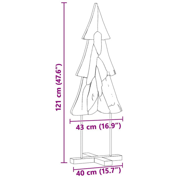 Joulukuusi jalustalla Ruskea 121 cm Täysi tiikki