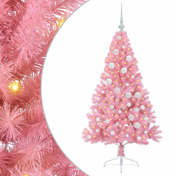 Tekokuituinen Esivalmistettu Joulukuusi Pinkki 120 cm