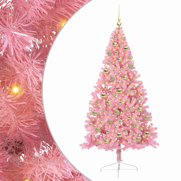 Tekokuituinen Esivalmistettu Joulukuusi Pinkki 210 cm