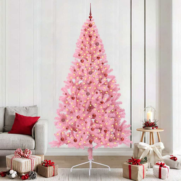 Tekokuituinen Esivalmistettu Joulukuusi Pinkki 240 cm