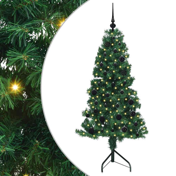 Nurkkateko joulupuu jalustalla Vihreä 150 cm PVC ja metalli