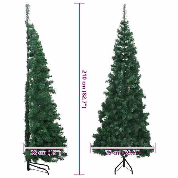 Nurkkateko joulupuu jalustalla Vihreä 210 cm PVC ja metalli