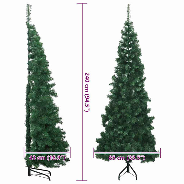 Nurkkateko joulupuu jalustalla Vihreä 240 cm PVC ja metalli