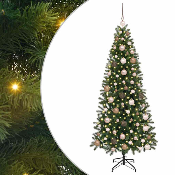 Tekojoulukuusi 300 LED-valoilla Vihreä 180 cm PE ja PVC