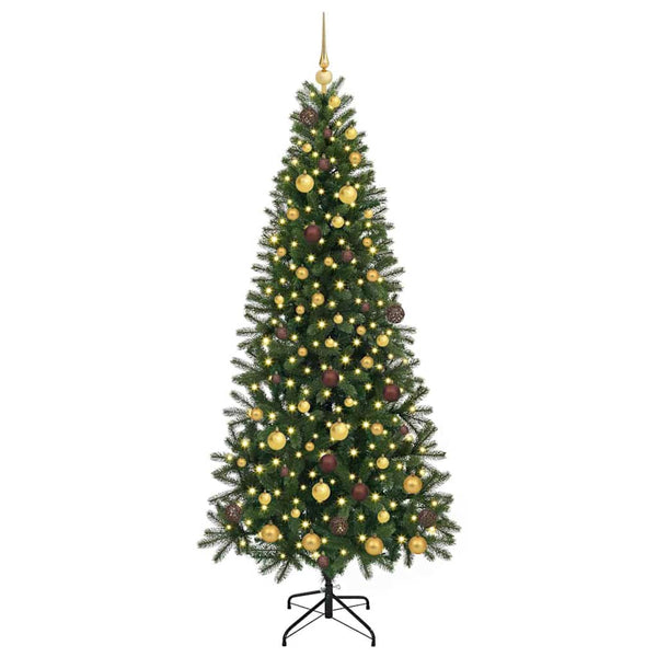 Tekojoulukuusi 300 LED-valoilla Vihreä 210 cm PE ja PVC