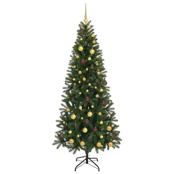 Tekojoulukuusi 300 LED-valoilla Vihreä 210 cm PE ja PVC