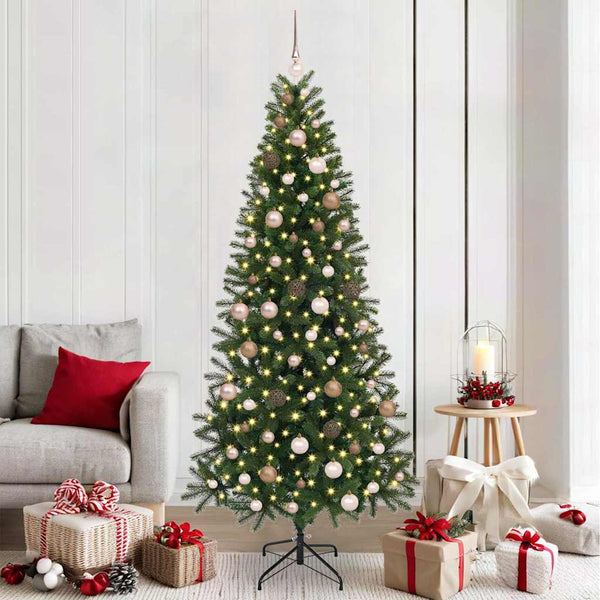 Tekojoulukuusi 300 LED-valoilla Vihreä 210 cm PE ja PVC