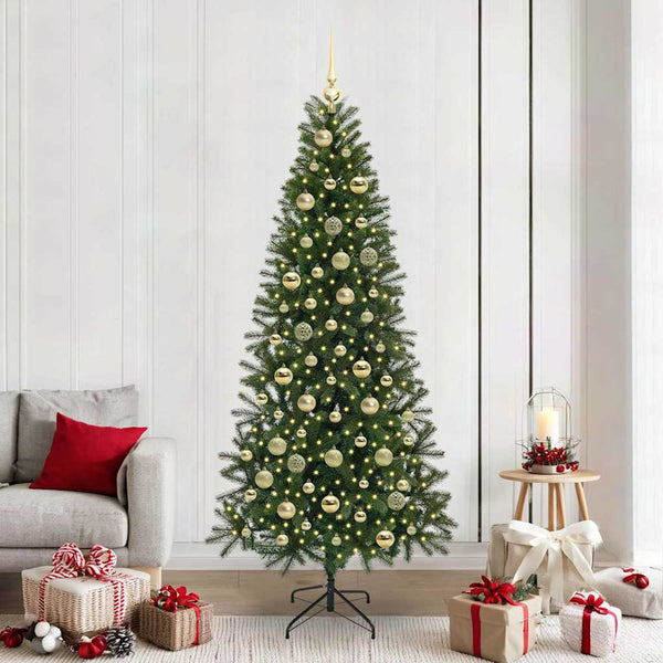 Tekojoulukuusi 300 LED-valoilla Vihreä 210 cm PE ja PVC