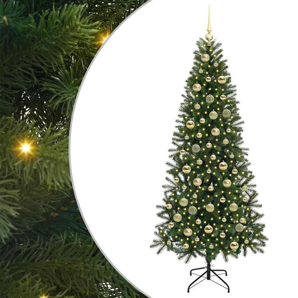Tekojoulukuusi 300 LED-valoilla Vihreä 210 cm PE ja PVC