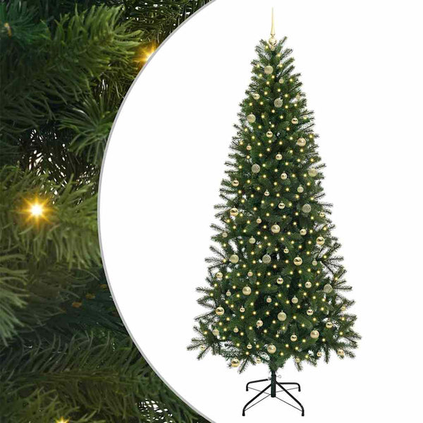 Tekojoulukuusi 300 LED-valoilla Vihreä 240 cm PE ja PVC