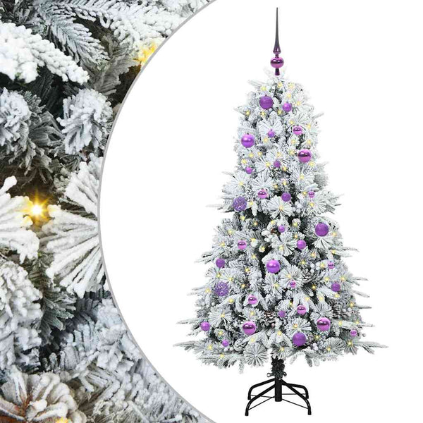 Salkomallinen tekoinen joulukuusi Valkoinen 150 cm PE ja PVC