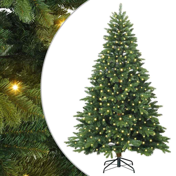 Tekojoulukuusi 300 LED-valoilla Vihreä 180 cm PE ja PVC