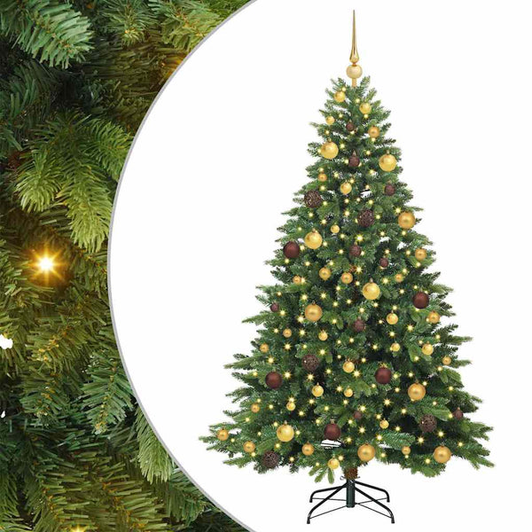 Tekojoulukuusi 300 LED-valoilla Vihreä 180 cm PE ja PVC