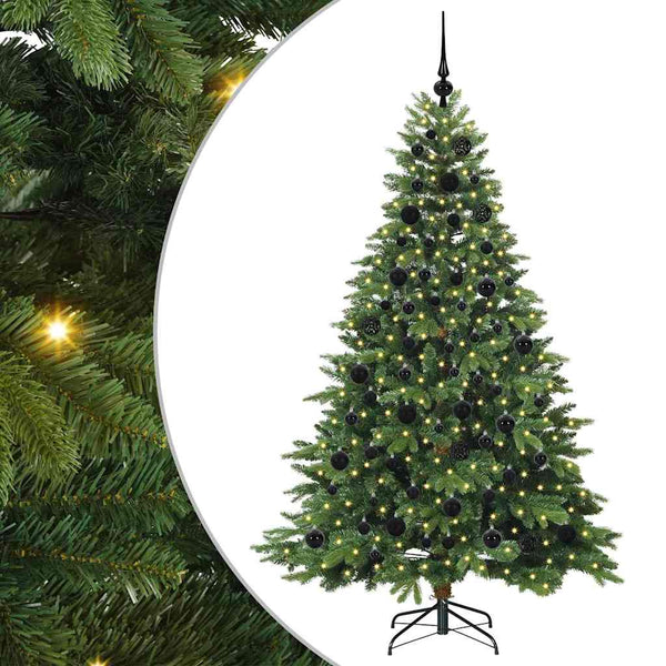 Tekojoulukuusi 300 LED-valoilla Vihreä 180 cm PE ja PVC